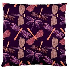 Dragonfly-pattern-design Large Flano Cushion Case (one Side) by Jancukart