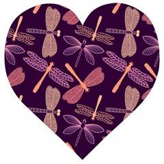 Dragonfly-pattern-design Wooden Puzzle Heart by Jancukart