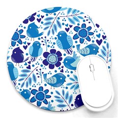 Pattern-with-birds Round Mousepads