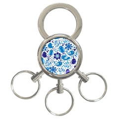 Pattern-with-birds 3-ring Key Chain