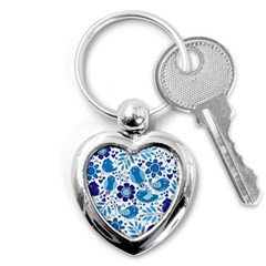 Pattern-with-birds Key Chain (heart)