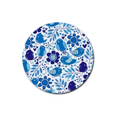 Pattern-with-birds Rubber Coaster (round)