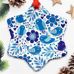 Pattern-with-birds Snowflake Ornament (two Sides)