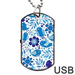 Pattern-with-birds Dog Tag Usb Flash (one Side) by Jancukart