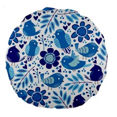 Pattern-with-birds Large 18  Premium Round Cushions