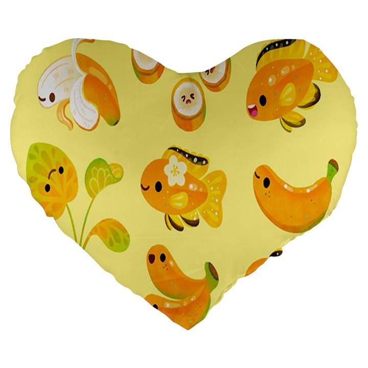 Banana Cichlid Large 19  Premium Heart Shape Cushions