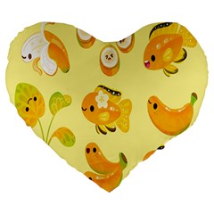 Banana Cichlid Large 19  Premium Heart Shape Cushions by artworkshop