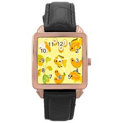 Banana Cichlid Rose Gold Leather Watch  by artworkshop