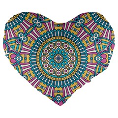 Mandala 01 Large 19  Premium Heart Shape Cushions by zappwaits