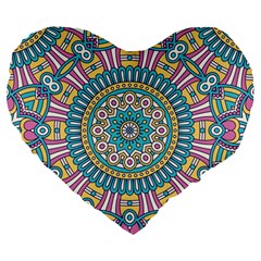 Mandala 01 Large 19  Premium Flano Heart Shape Cushions by zappwaits