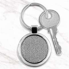 Black And White Hello Text Motif Random Pattern Key Chain (round) by dflcprintsclothing