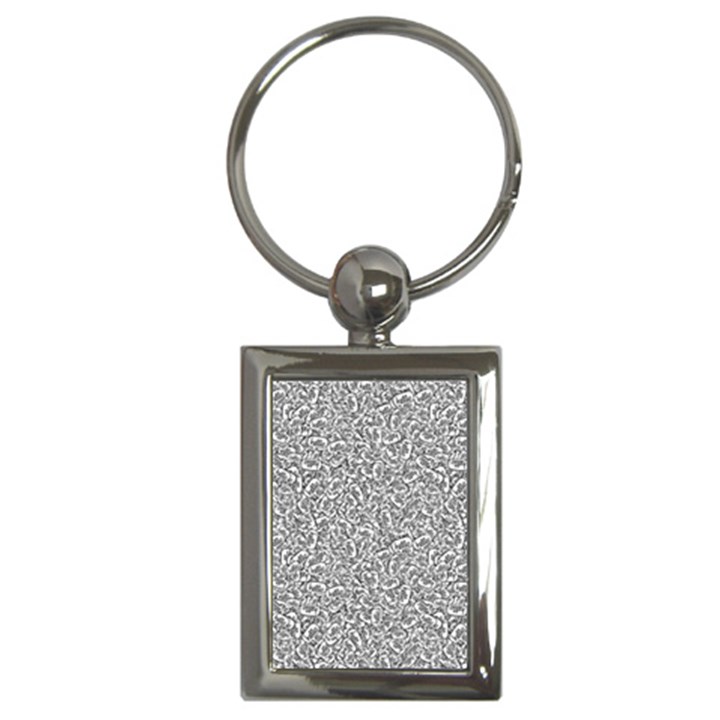 Black And White Hello Text Motif Random Pattern Key Chain (Rectangle)