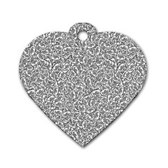 Black And White Hello Text Motif Random Pattern Dog Tag Heart (one Side)