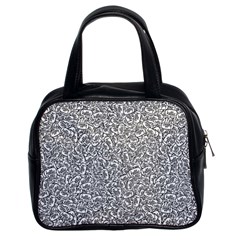 Black And White Hello Text Motif Random Pattern Classic Handbag (two Sides) by dflcprintsclothing