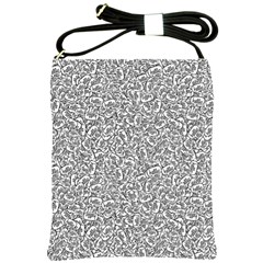 Black And White Hello Text Motif Random Pattern Shoulder Sling Bag