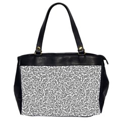 Black And White Hello Text Motif Random Pattern Oversize Office Handbag (2 Sides) by dflcprintsclothing