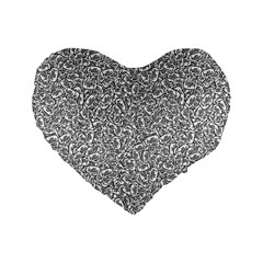 Black And White Hello Text Motif Random Pattern Standard 16  Premium Flano Heart Shape Cushions