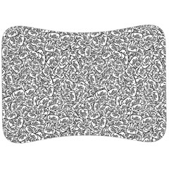 Black And White Hello Text Motif Random Pattern Velour Seat Head Rest Cushion by dflcprintsclothing