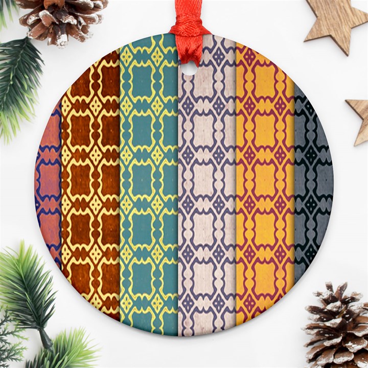 Grungy Vintage Patterns Ornament (Round)