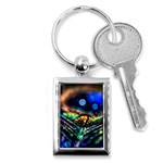 Peacock Feather Drop Key Chain (Rectangle) Front