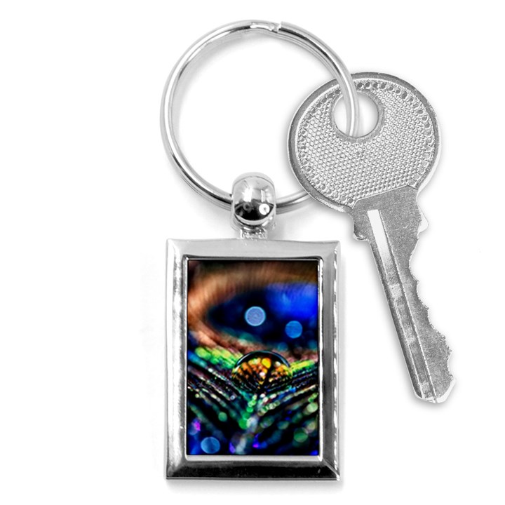 Peacock Feather Drop Key Chain (Rectangle)