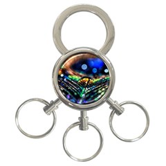 Peacock Feather Drop 3-ring Key Chain by artworkshop