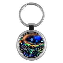 Peacock Feather Drop Key Chain (round) by artworkshop