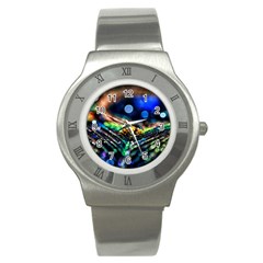 Peacock Feather Drop Stainless Steel Watch by artworkshop