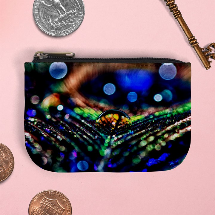 Peacock Feather Drop Mini Coin Purse