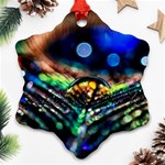 Peacock Feather Drop Snowflake Ornament (Two Sides) Back