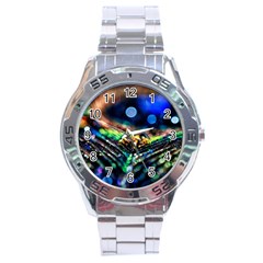 Peacock Feather Drop Stainless Steel Analogue Watch by artworkshop