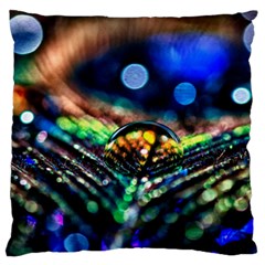 Peacock Feather Drop Large Cushion Case (two Sides) by artworkshop