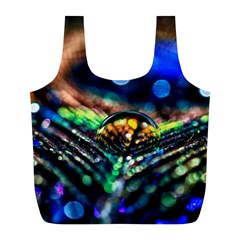 Peacock Feather Drop Full Print Recycle Bag (l) by artworkshop