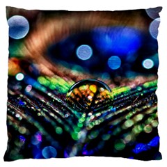 Peacock Feather Drop Large Flano Cushion Case (two Sides) by artworkshop