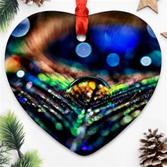 Peacock Feather Drop Heart Ornament (two Sides) by artworkshop