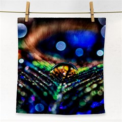 Peacock Feather Drop Face Towel by artworkshop