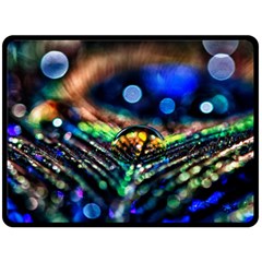 Peacock Feather Drop Fleece Blanket (large)  by artworkshop