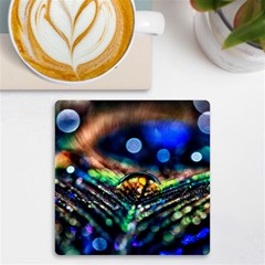 Peacock Feather Drop Uv Print Square Tile Coaster 