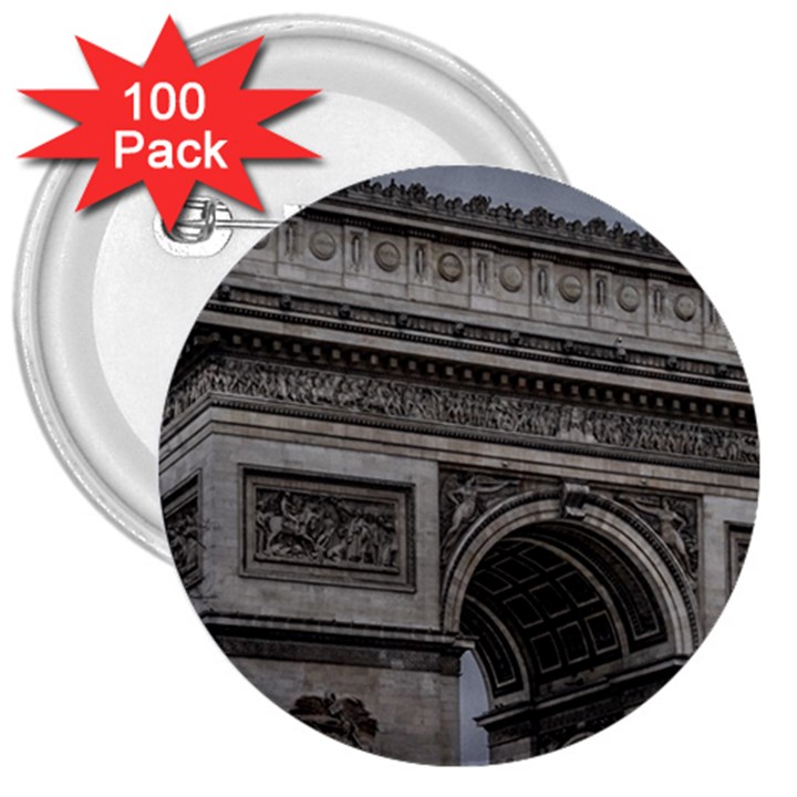 Triumph Arch, Paris, France016 3  Buttons (100 pack) 