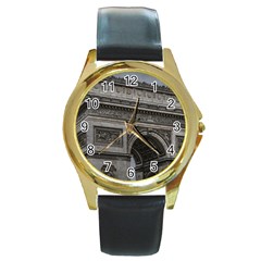 Triumph Arch, Paris, France016 Round Gold Metal Watch by dflcprintsclothing