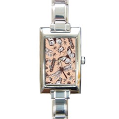 Vintage-drawn-insect-seamless-pattern Rectangle Italian Charm Watch