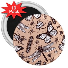 Vintage-drawn-insect-seamless-pattern 3  Magnets (10 Pack) 