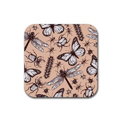 Vintage-drawn-insect-seamless-pattern Rubber Coaster (square) by Jancukart