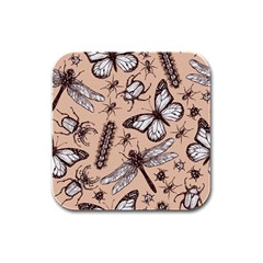 Vintage-drawn-insect-seamless-pattern Rubber Square Coaster (4 Pack)