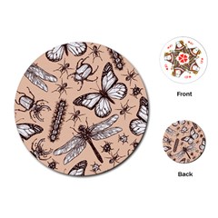 Vintage-drawn-insect-seamless-pattern Playing Cards Single Design (round)