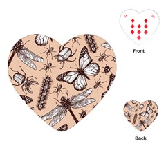 Vintage-drawn-insect-seamless-pattern Playing Cards Single Design (heart)