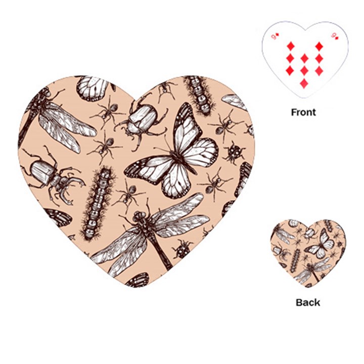 Vintage-drawn-insect-seamless-pattern Playing Cards Single Design (Heart)