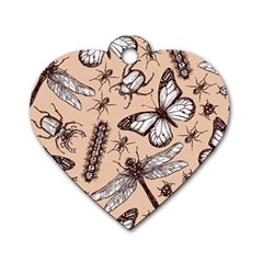 Vintage-drawn-insect-seamless-pattern Dog Tag Heart (one Side)