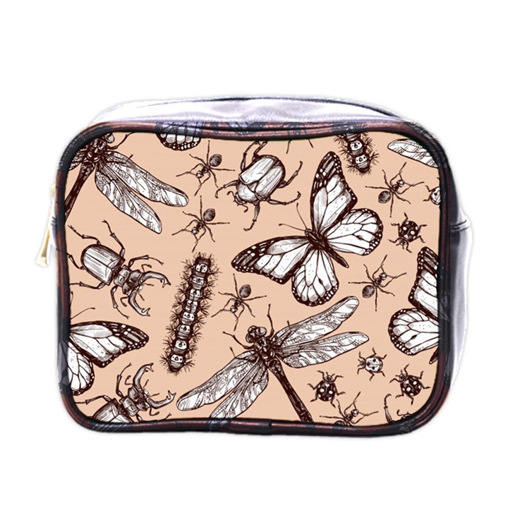 Vintage-drawn-insect-seamless-pattern Mini Toiletries Bag (One Side)