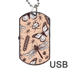 Vintage-drawn-insect-seamless-pattern Dog Tag Usb Flash (one Side)